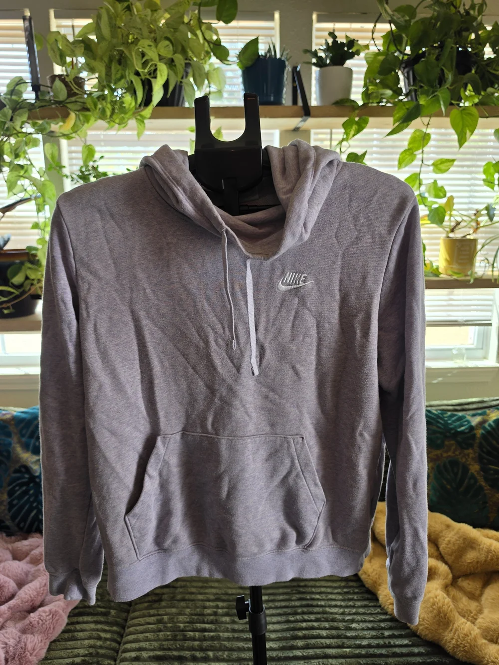 Nike Sportswear Heathered Purple Cowl Neck Funnel Hoodie Pullover
